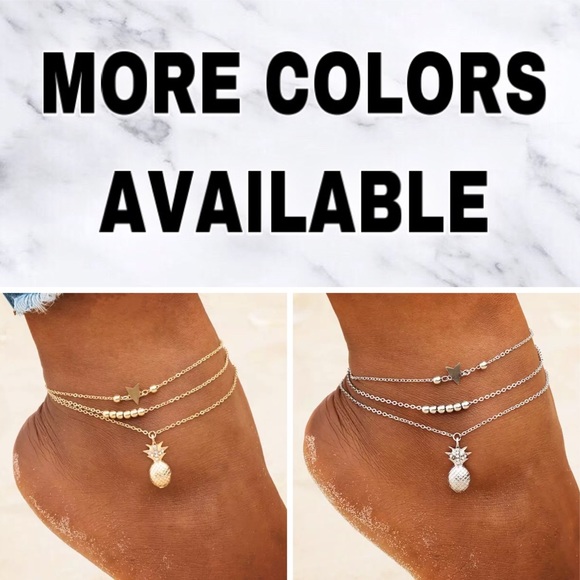 ⚜️[𝟯/$𝟮𝟴]⚜️3 Layered Pineapple Star Anklet NEW - Picture 8 of 10